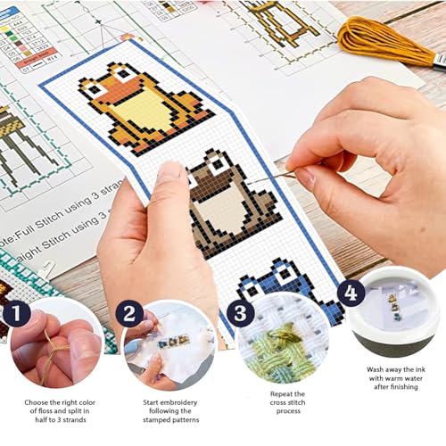 Image of FREEBLOSS 6 Set Cross Stitch Bookmark Kit Cross Stitch Kit Farm Animals Stamped Cross Stitch Bookmark with Instruction Cross Stitch Kits for Adults DIY Bookmark Kit 8.7''x3.15''