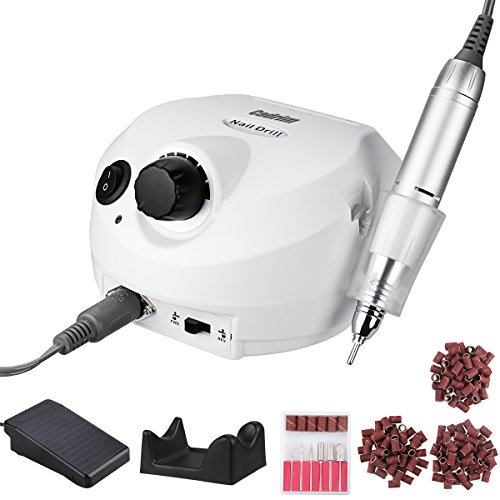 Cadrim Electric Manicure Pedicure Acrylics Nail Drill Machine Pedicure Nail Sander Pro Salon Care Polishers 0 to 35 000rpm for Nail Art with Accessor (35000RPM)