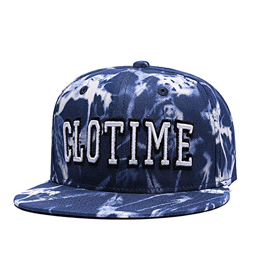 Quanhaigou Adjustable Snapback Hat for Men Women,Unisex Hip Hop Baseball Cap Flat Bill Brim Dad Hats, Tie Dyed Blue, One size