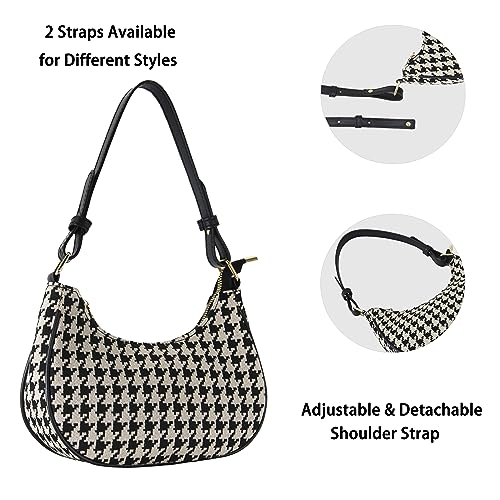 Image of Shoulder Bag for Women Crossbody Purse Hobo Bag Winter Retro Houndstooth tote with Zipper Closure (Hobo)