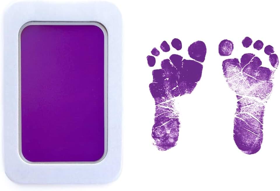 CARIMBO PARA PEGADA DO BEBÊ SEM SUJEIRA ROXO