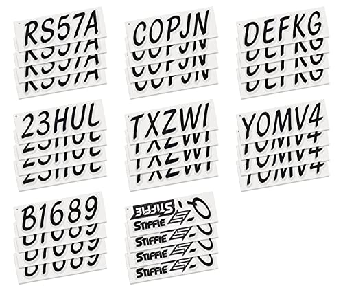 Image of Stiffie Whipline Solid Black /Silver 3 inch Alpha-Numeric Registration Identification Numbers Stickers Decals for Boats & Personal Watercraft