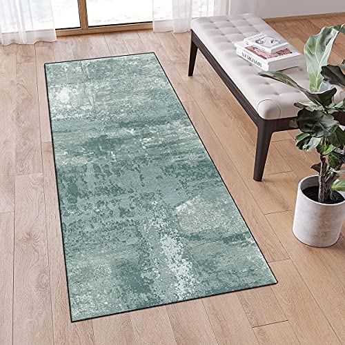 MONECER Tapis de couloir antidérapant, au mètre, 60 x 250 cm, vert, moderne, moderne, lavable, pour chambre à coucher, couloir, cuisine, taille réglable, 40 à 120 cm de large Cover