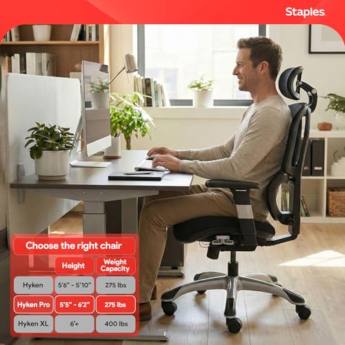 Image of STAPLES Ergonomic Task Chair, Mesh, Ergonomic, Lumbar Support, Swivel, Black