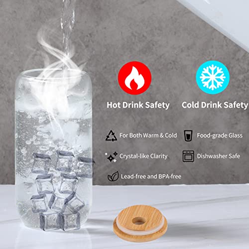 Woisut Glass Cups With Lids And Straws 4Pcs Set - 16Oz Can Shaped Drinking Glasses, Beer Glasses, Iced Coffee Cups, Cute Glass Tumbler For Smoothie, Milk Tea, Whiskey, Soda Water, Gifts For Women Men #TOP2