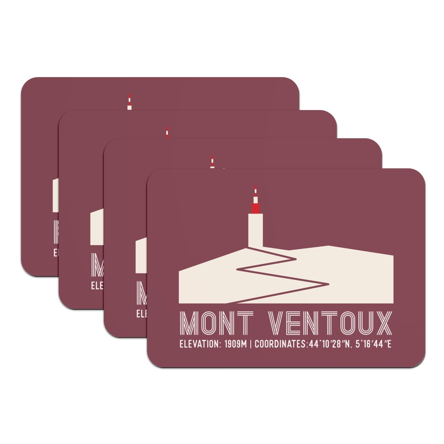 Set de table vélo Mont Ventoux rouge caoutchouc x4 idée cadeau cycliste