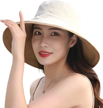 Womens Wide-Brim-Reversible-Sun-Hat-Protection-Sun-Beach-Hats-Packable