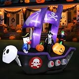 MUMTOP Halloween Inflatable Pirate Ship Outdoor Decor with LED Light