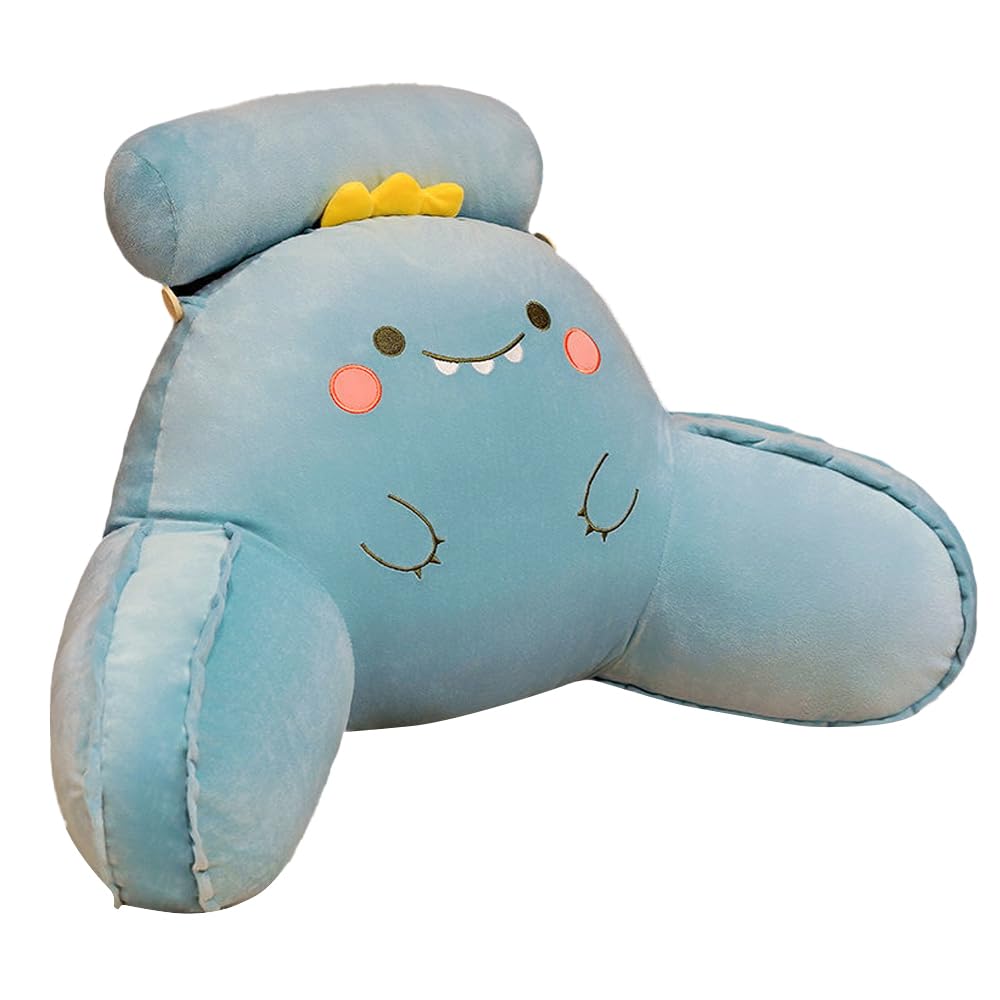 Uaste Lumbar Support Reading Pillow - Comfy Cuddle Cushion for Bed - Ideal For Relaxing, Reading, Gaming - Soothing Adult Backrest Lounge Cushion (Dinosaur)