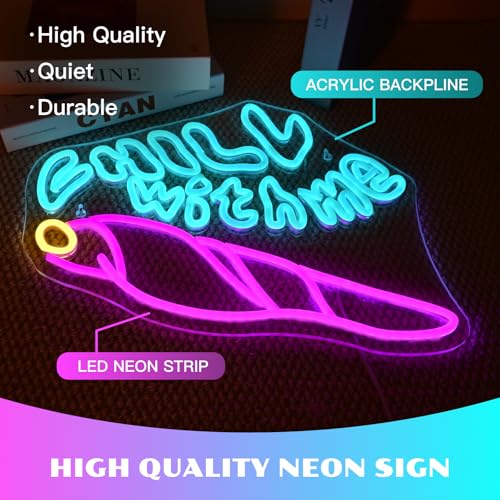 Ineonlife Chill With me Neon Sign Bookshop Neon Signs for Wall Decor Blue Dimmable Led Light for Bookshop Reading Room Office club decor Birthday Christmas Gift