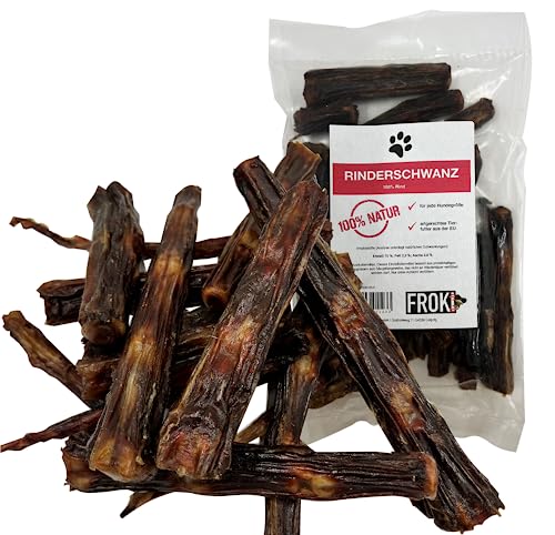 FROKI Premium Rinderschwanz für große & kleine Hunde 250g | 100% Rind | 100% Natürlich | Futter-Snack | Hunde-Leckerlis | Natur-Kausnack | Zahnpflege | ohne Zusatzstoffe