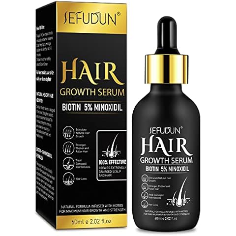 Minoxidil Hair Growth Serum for Men and Women, 5% Minoxidil with Biotin for Scalp Hair Loss and Thinning, Promotes Natural Thicker, Longer, Fuller Healthier Hair, 2.02 oz Cover