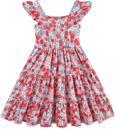 Toddler Baby Girls Tiered Dress Flutter Sleeve Beach Butterfly Sundress Princess Summer Dresses 2-8 Years