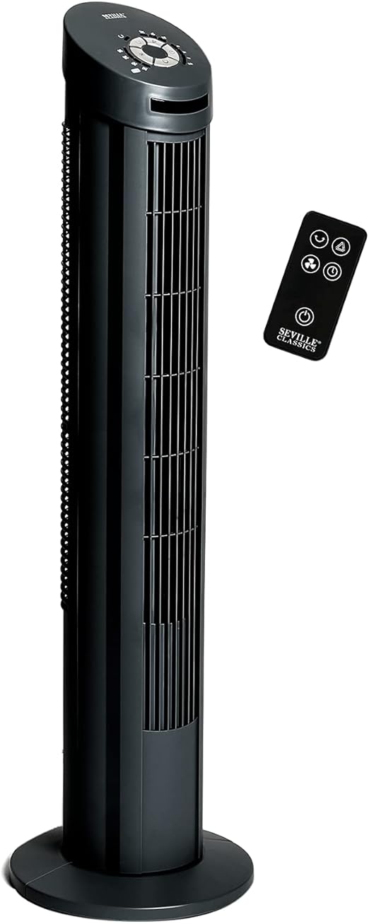 Seville Classics UltraSlimline 40 in. Oscillating Tower Fan, Black