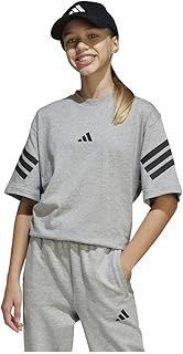 تيشرت جيه اف اي مزين بثلاثة خطوط للأولاد والبنات الصغار من اديداس