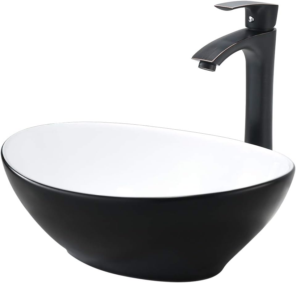 Oval Bathroom Sink And Faucet ComboVASOYO 16"x13" Matte Black Above Counter Bathroom Vessel