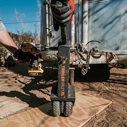 Trailer Valet XL Trailer Dolly with 2 Inch Ball – Drill-Powered or Manual Hand Crank Mover – 10,000 lbs Towing Capacity, 1,000 lbs Tongue Weight – Auto Brake, Never-Flat Tires, TVDA Included