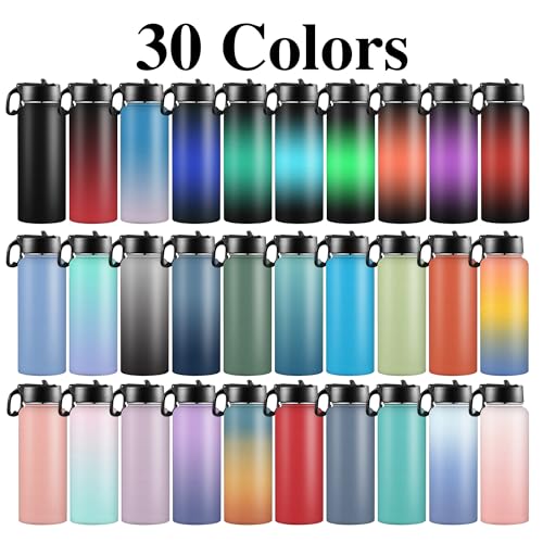 Botellas de Agua Personalizadas con Pajilla 18oz Impresión Doble Cara Acero Inoxidable Termo Aislado Regalos Personalizados Para Navidad Cumpleaños para Mamá Papá Abuelo Abuela miniatura 2