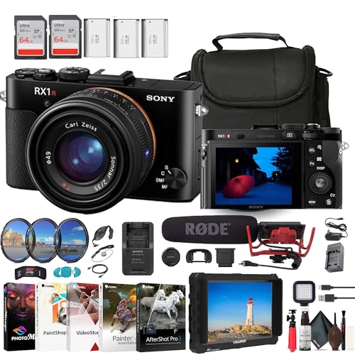 Sony Cyber-Shot DSC-RX1R II Digital Camera (DSCRX1RM2/B) + 4K Monitor + VideoMic + Filter Kit + 2 x 64GB Card + 3 x NP-BX1 Battery + Card Reader + LED Light + Photo Software + More