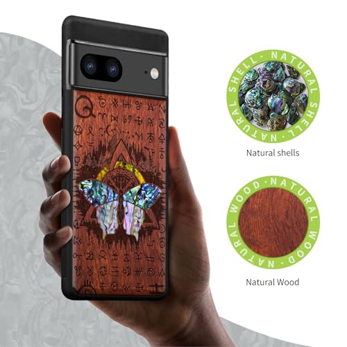 Coque Google Pixel 7 bois gravé étui antichoc papillon - 2