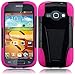 For Samsung Galaxy Prevail 2 II M840 Black/Hot Pink T-Stand Impact Hybrid Fusion Kickstand Double Layer Cover Case