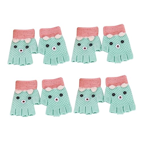 BESPORTBLE Boys and Girls Warm Gloves Knitted Cotton Fingerless Gloves White for Writing Winter Outdoor Random