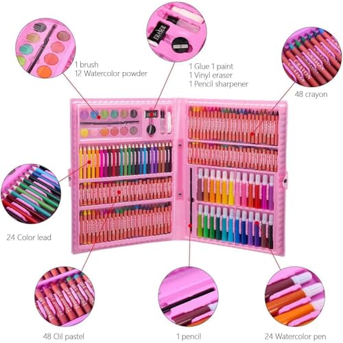 Image of Deluxe Drawing and Painting Art Set Crayon Color Set for Kids | Case Art & Craft Supplies | Great return Gift (Modern, 168)