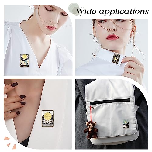 Image of SUNNYCLUE 1 Box Enamel Pins Set Tarot Card Enamel Pins Sun Moon Star Lapel Pin Skull Pin Brooch Halloween Black Cat Daisy Flowers Brooches for Women Men Backpacks Jackets Clothes Hat School Bags Gift