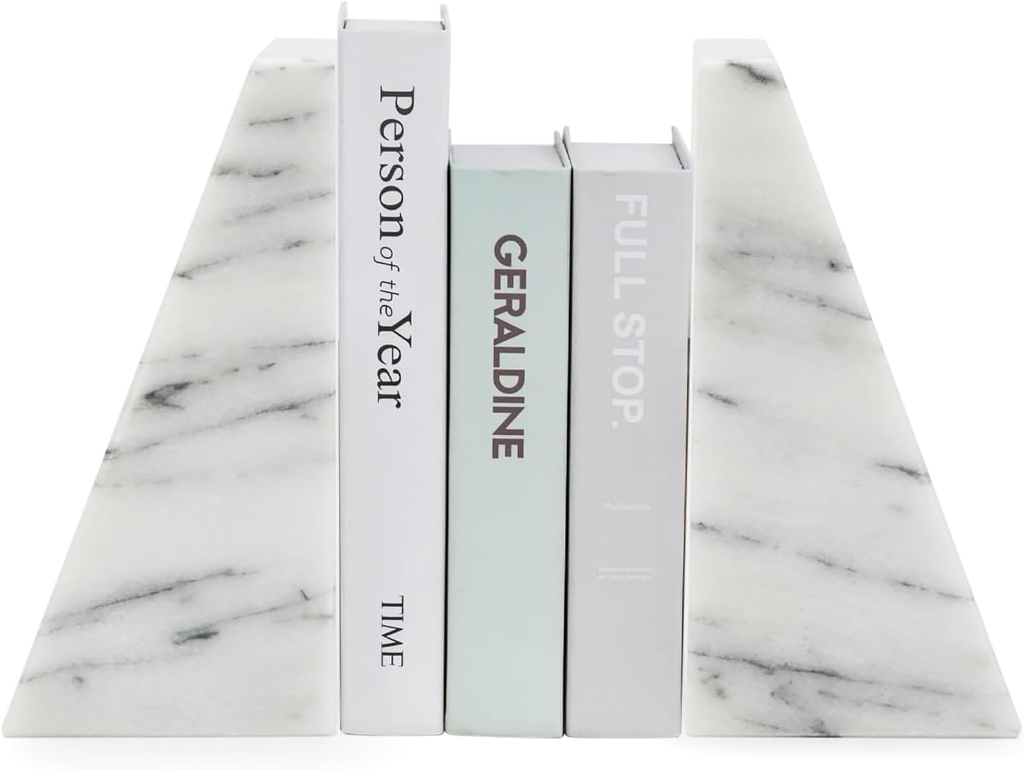 Fox Run triangular 100% natural polished white marble bookends 4 x 3 6 inches