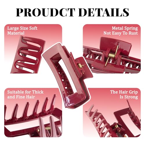 6-Pack de Pinzas de Silicona 4.1 pulg Para Cabello miniatura 2