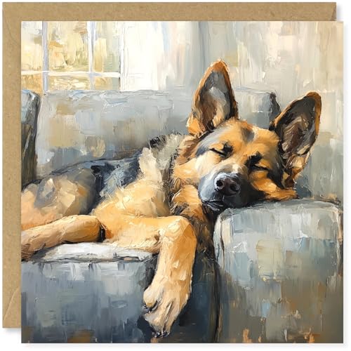 Beau Willows German Shepherd Birthday Card from the Dog - Adorable Sleeping Dog Card for Dog Mum Dad Wife Husband Girlfriend Boyfriend