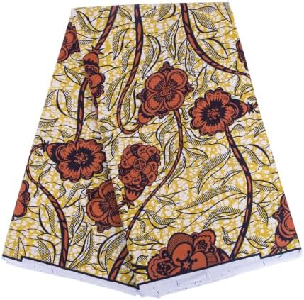 African Fabric 100% Cotton Ankara Wax Print Fabric 6 Yards Cloth for Party Dress