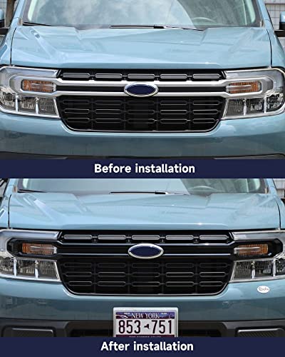 Image of TOYCIDFG Front Grille Trim Strips Compatible with Ford Maverick 2022 2023 2024 Truck Grille Trim Strips Cover Frame Car Decorations Stickers (Bright Black)