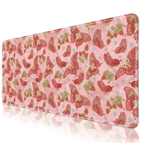Tapis de bureau étanche papillon rose pour décorer l'espace de travail à la maison