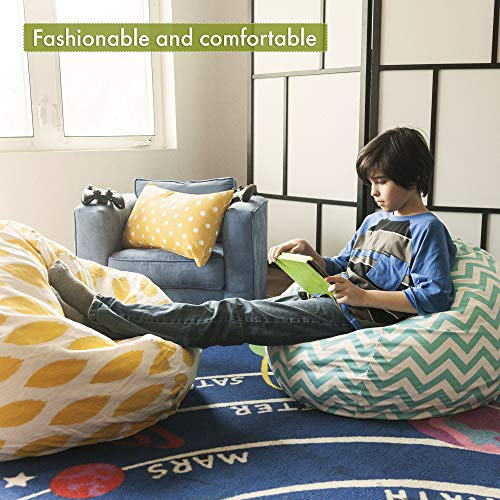 Majestic Home Goods Classic Bean Bag Chair - Large Polka Dots Giant Classic Bean Bags for Small Adults and Kids (28 x 28 x 22 Inches) (Black) - Thumbnail 4