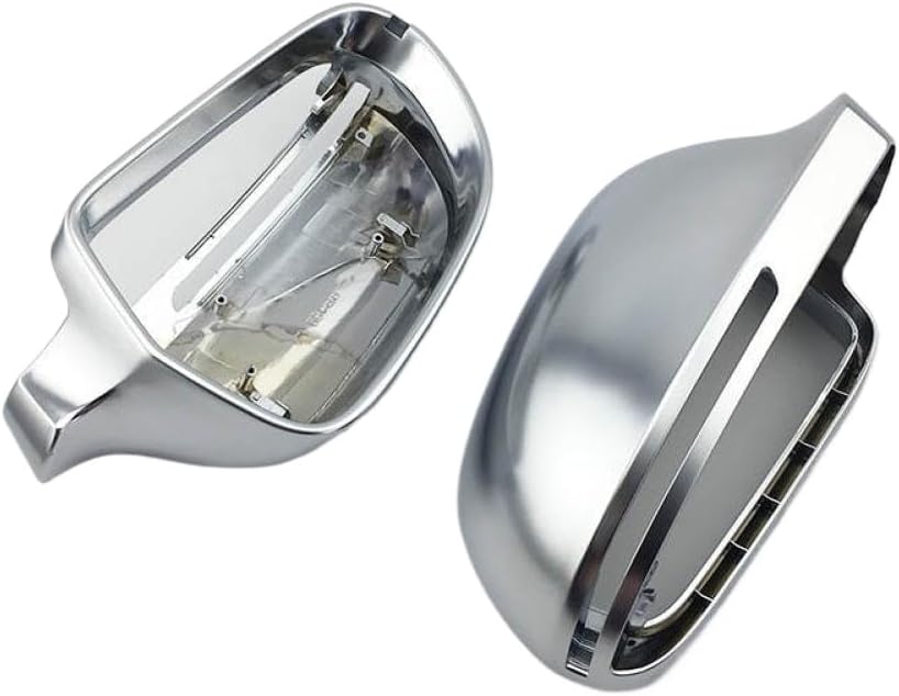 Car Mirror Cover Compatible With A4 B8 09-12 A3 A5 A6 Q3 Matte Silver Rearview Mirror Cover Protection Cap(NO hole)