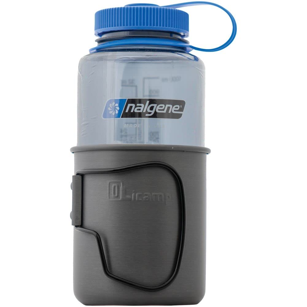 Space Saver Cup & Nalgene 32oz Wide-Mouth Water Bottle Combo, Smoke Gray
