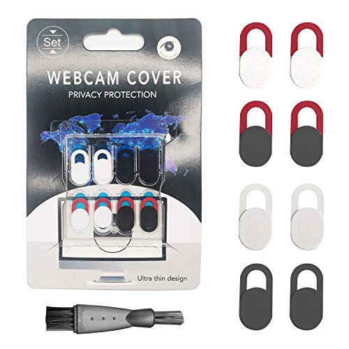 Funda protectora para cámara web, juego de 8 piezas, multicolor, adecuada para computadora portátil, tableta, teléfono móvil, videocámara, con cepillo de limpieza