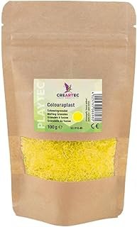 CREARTEC Colouraplast - Perlas de plástico/granulado fundido, color: amarillo limón, cantidad: 100 g, ideal para ventanas, pequeñas obras de arte y móviles, resistente a la intemperie, fabricado en