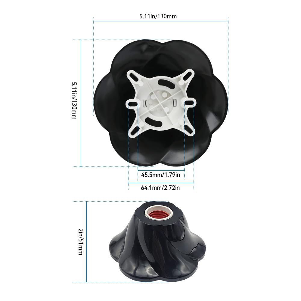 2pcs 110/220V Lamp Holder Light Bulb Socket - Elegant White/Black Rose Molded Base for E26/E27,Light Fixture Easy to Install (Black)