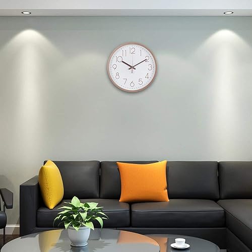 Miniatura 3 de Reloj de pared moderno de 12 pulgadas, silencioso, sin tictac, decorativo, funciona con pilas, para sala de estar, oficina, baño, cocina, marco de