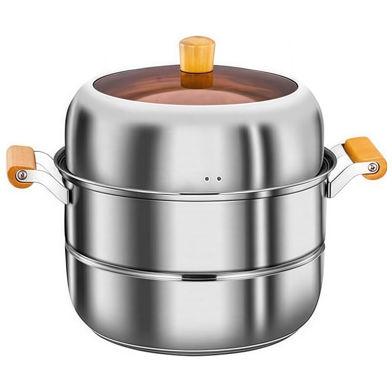 Amazon | OXIZER 蒸し器 ステンレス 蒸し鍋 大容量 ガラス蓋付 二層