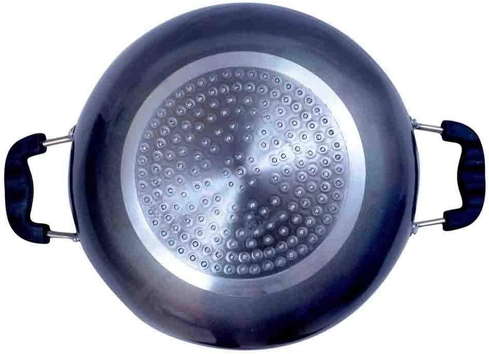 G&D Kadhai Induction Base Non Stick Aluminum Deep Kadai with Glass Lid All Purpose Pan Flat Bottom Deep Fry Pan Cookware Non stick Frying Pan (2.2 ltr) Pan Diameter 9 Inch