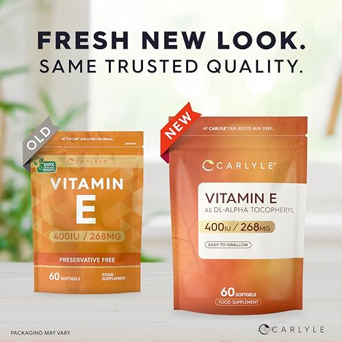 Vitamin E Capsules 400iu | 60 Count | Vitamin E as DL-Alpha Tocopheryl Acetate | No Artificial Preservatives | By Carlyle - Image 4