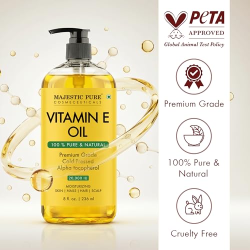 Majestic Pure Oil - 100% Pure and Natural- Cold Pressed & Hexane Free Natural Hair Growth Oil for Eyelashes, Eyebrows, Skin, Body, Face, Nails & Scalp - Vitamin E Oil 8 Fl Oz - Image 3