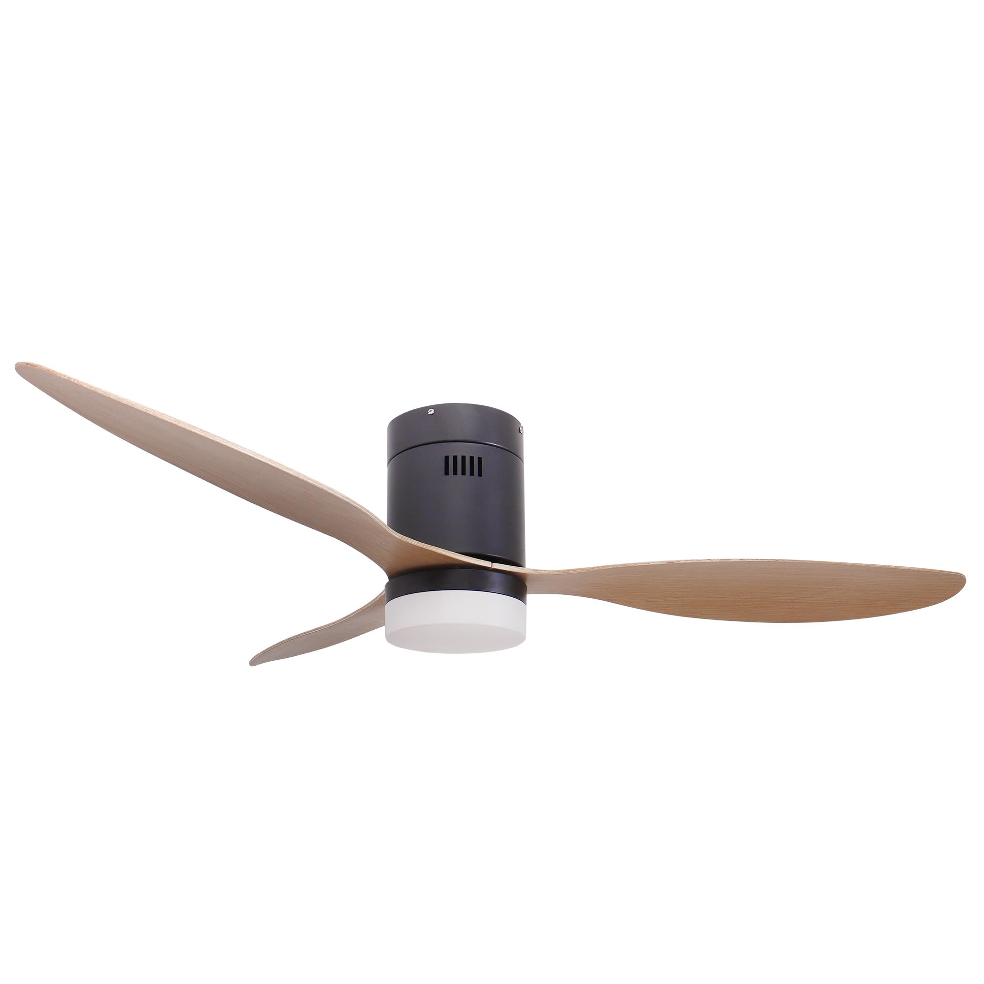 Jocca - Ceiling Fan with LED Light 132 cm, 3 Blades 64 cm, Silent DC Motor with 6 Speeds and Remote Control, Black
