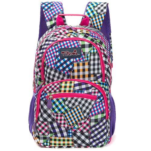 NEW TILAMI 14 Inch kid Toddler Backpack Boys Girls School Bag Kindergarten Elementary Cute Backpacks, Patchwork