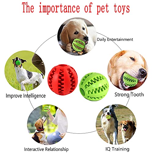 OUOQI Hundespielzeug Ball,2er Pack Kauspielzeug aus Naturkautschuk,Hundeball mit Zahnpflege-Funktion,Naturgummi Hund Feeder Ball,Bissfestes Hundespielzeug,Für kleine Hunde (5cm)