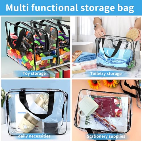 Dulynva 6er Aufbewahrungstaschen für Spielzeug 35 x 18 x 24cm Spielzeug Speicher Tasche mit Reißverschluss, PVC Transparente wasserdichte Aufbewahrung für Puzzle, Bausteine, Bücher