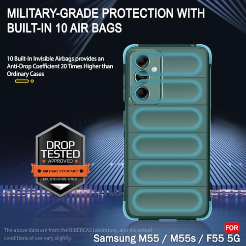 Image of TheGiftKart Liquid Silicon Back Cover Case for Samsung Galaxy M55 / M55s / F55 5G | Shockproof Military Grade Protection | Micro-Fibre Cloth On Inner Side | Built-in Anti-Slip Grip Cover (TPU, Green)